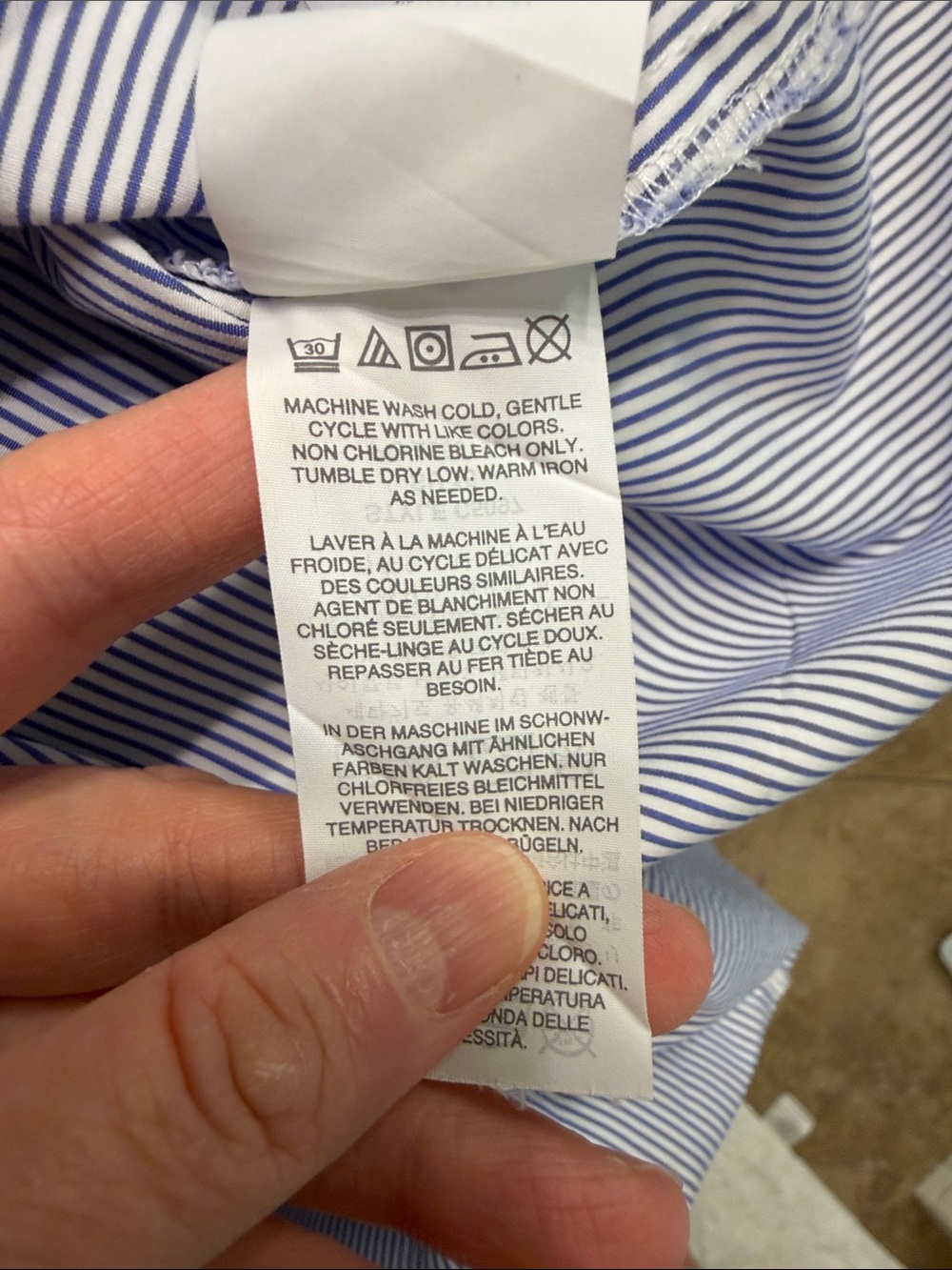 J. Crew Blue White Pinstripe Cap-Sleeve Button Shirt - Picture 5 of 15